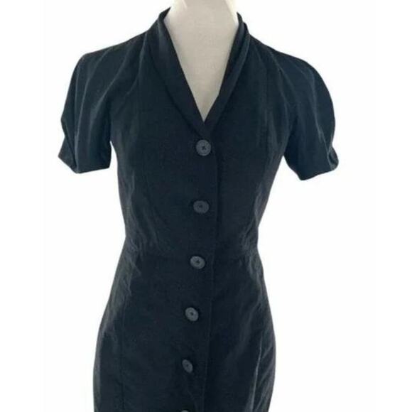 Express Design Studio Button Front Black Short Sleeve Lined Dress Size 8 - Picture 1 of 5